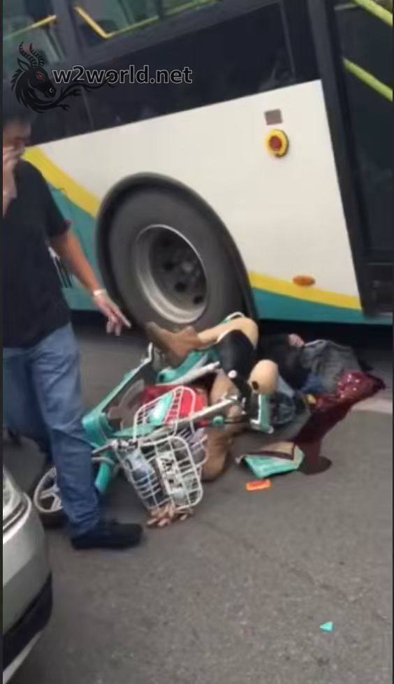 The young woman was crushed by the bus
