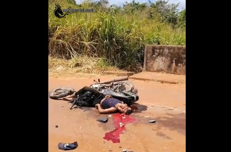 The man's head was crushed, causing his brain to spill out
